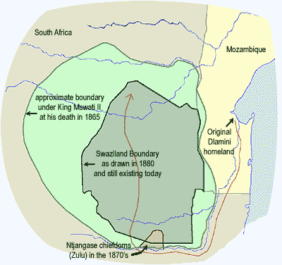 The boundaries of Swaziland